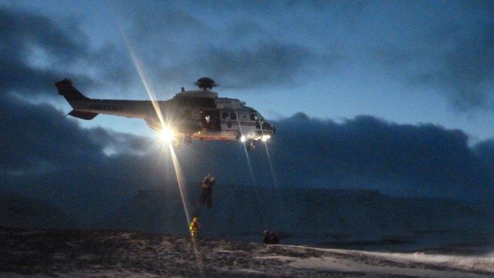 Rescue helicopter in action.