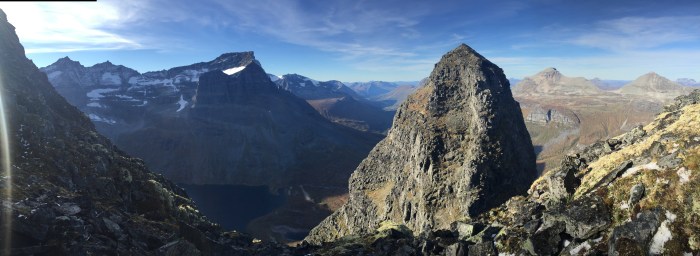 Innerdalstårnet from behind with Trolla and Skarfjellet on left. 