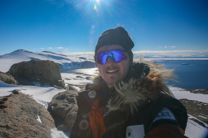 A very happy man with the meeting of the ocean. A sailor like the ocean. 