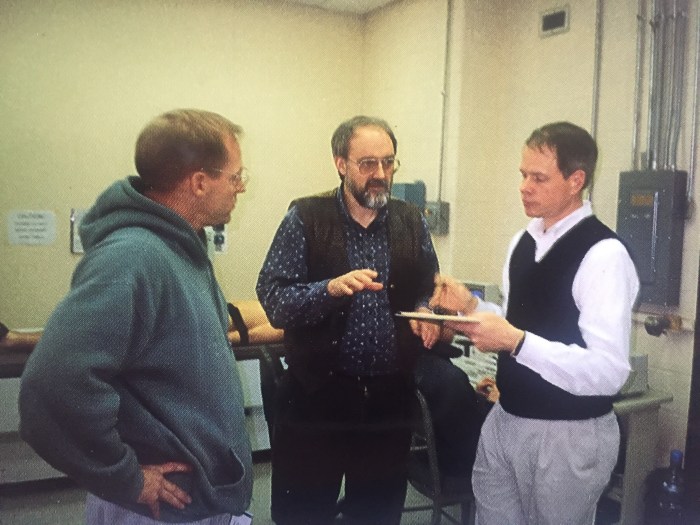 Dr. Per Christian Opstad in the middle. Cornel Carl Friedle on the left debating further tests.